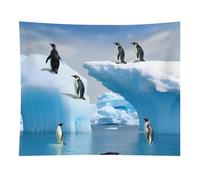 HETVBNS Penguins On The Iceberg Tapestry Wall Hanging - 50"x60" Aesthetic Tapestries Soft Polyester Wall Art Decor Large Tapestry for Bedroom Living Room Dorm Backdrop, Hanging Kit Included