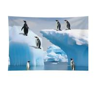 HETVBNS Penguins On The Iceberg Tapestry Wall Hanging - 60"x90" Aesthetic Tapestries Soft Polyester Wall Art Decor Large Tapestry for Bedroom Living Room Dorm Backdrop, Hanging Kit Included