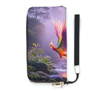 HETVBNS Phoenix Is Flying Wallet, Elegant Wristlet Wallet with Multi-Card Slots, PU Leather Long Purse for Women, Men