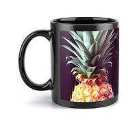 HETVBNS - Pineapple coffee mug with handle, double sided design, stylish 11 oz coffee mug for women and men, dishwasher safe