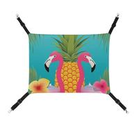 HETVBNS Pineapple Flamingo Pet Hammock for Cats & Dogs, Soft Breathable Canvas Hanging Hammock with Adjustable Straps, Comfortable & Durable Hanging Bed for Small to Medium Pets