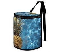 HETVBNS Pineapple in The Pool Car Trash Can with Lid, Leakproof Hanging Automotive Trash Bin, Waterproof Garbage Storage Bag for Vehicles, RV, Bathroom, Office
