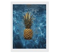 HETVBNS Pineapple in The Pool Diamond Painting Kits for Adults, Full Round Drill DIY Diamond Art for Beginners, 5D Gem Art and Crafts for Home Wall Decor 12"x16"