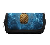 HETVBNS Pineapple in The Pool Pencil Case Extra Large, Double Layer Pencil Pouch with Zipper, Portable Cosmetic Bags for Travel, Office Stationery Organizer for Women Men