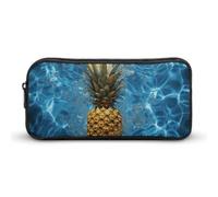 HETVBNS Pineapple in The Pool Pencil Case Large Capacity, Durable Pencil Pouch Portable Small Cosmetic Bag with Metal Zipper, Simple Makeup Pouch Aesthetic Toiletry Bag for Travel Office