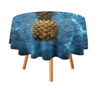 HETVBNS - Pineapple Table Cloth in the Pool Wrinkle and Stain Resistant Polyester Round Tablecloth 60 x 60 Inch Elegant Decor for Dinning Party Patio