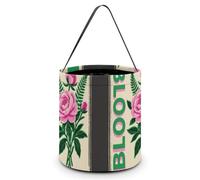HETVBNS Pink Green Block Print Candy Bag Halloween Trick Or Treat Bucket 7.9x8.3in, Reusable Gift Bags for Party Holiday Wedding