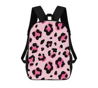 HETVBNS Pink Leopard Backpack for Women Men, Durable 600D Polyester Bookbag with Large Capacity, Lightweight 17 Inch Laptop Backpack Minimalism Casual Daypack for Work, Travel