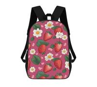 HETVBNS Pink Strawberry Backpack for Women Men, Durable 600D Polyester Bookbag with Large Capacity, Lightweight 17 Inch Laptop Backpack Minimalism Casual Daypack for Work, Travel
