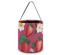 HETVBNS Pink Strawberry Candy Bag Halloween Trick Or Treat Bucket 7.9x8.3in, Reusable Gift Bags for Party Holiday Wedding