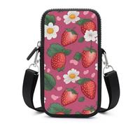 HETVBNS Pink Strawberry Cell Phone Bag with Detachable Strap, Aesthetic Mini Sling Bag Small Crossbody Bag for Phone