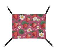 HETVBNS Pink Strawberry Pet Hammock for Cats & Dogs, Soft Breathable Canvas Hanging Hammock with Adjustable Straps, Comfortable & Durable Hanging Bed for Small to Medium Pets