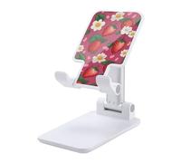 HETVBNS Pink Strawberry Phone Stand for Desk - Adjustable & Foldable Tablet Stand Portable Cell Phone Stand Holder Compatible with 4-13" Smartphones, Tablets