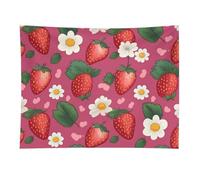 HETVBNS Pink Strawberry Tapestry Wall Hanging - 30"x40" Aesthetic Tapestries Soft Polyester Wall Art Decor Large Tapestry for Bedroom Living Room Dorm Backdrop, Hanging Kit Included