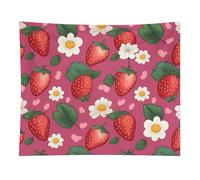 HETVBNS Pink Strawberry Tapestry Wall Hanging - 50"x60" Aesthetic Tapestries Soft Polyester Wall Art Decor Large Tapestry for Bedroom Living Room Dorm Backdrop, Hanging Kit Included