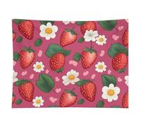 HETVBNS Pink Strawberry Tapestry Wall Hanging - 60"x80" Aesthetic Tapestries Soft Polyester Wall Art Decor Large Tapestry for Bedroom Living Room Dorm Backdrop, Hanging Kit Included