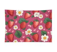 HETVBNS Pink Strawberry Tapestry Wall Hanging - 60"x90" Aesthetic Tapestries Soft Polyester Wall Art Decor Large Tapestry for Bedroom Living Room Dorm Backdrop, Hanging Kit Included