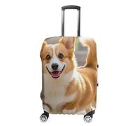 HETVBNS Playful Corgi Luggage Cover, Elastic Luggage Protector Fits 19-32in Suitcases, Washable & Anti-Scratch Suitcase Cover for Men Women, style, Small, Classic