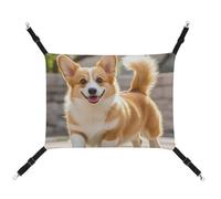 HETVBNS Playful Corgi Pet Hammock for Cats & Dogs, Soft Breathable Canvas Hanging Hammock with Adjustable Straps, Comfortable & Durable Hanging Bed for Small to Medium Pets