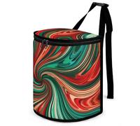 HETVBNS Psychedelic Swirl Pattern Car Trash Can with Lid, Leakproof Hanging Automotive Trash Bin, Waterproof Garbage Storage Bag for Vehicles, RV, Bathroom, Office