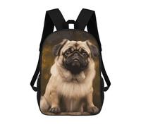 HETVBNS Pug Dog Backpack for Women Men, Durable 600D Polyester Bookbag with Large Capacity, Lightweight 17 Inch Laptop Backpack Minimalism Casual Daypack for Work, Travel