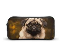 HETVBNS Pug Dog Pencil Case Large Capacity, Durable Pencil Pouch Portable Small Cosmetic Bag with Metal Zipper, Simple Makeup Pouch Aesthetic Toiletry Bag for Travel Office