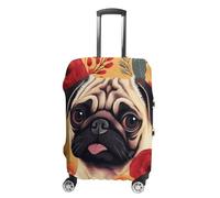 HETVBNS Pug Flower Luggage Cover, Elastic Luggage Protector Fits 19-32in Suitcases, Washable & Anti-Scratch Suitcase Cover for Men Women, style, L, Classic
