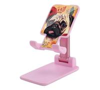 HETVBNS Pug Flower Phone Stand for Desk - Adjustable & Foldable Tablet Stand Portable Cell Phone Stand Holder Compatible with 4-13" Smartphones, Tablets