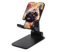 HETVBNS Pug Flower Phone Stand for Desk - Adjustable & Foldable Tablet Stand Portable Cell Phone Stand Holder Compatible with 4-13" Smartphones, Tablets