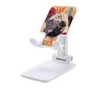 HETVBNS Pug Flower Phone Stand for Desk - Adjustable & Foldable Tablet Stand Portable Cell Phone Stand Holder Compatible with 4-13" Smartphones, Tablets