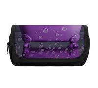 HETVBNS Purple Bathtub And Daisy Pencil Case Extra Large, Double Layer Pencil Pouch with Zipper, Portable Cosmetic Bags for Travel, Office Stationery Organizer for Women Men