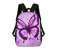 HETVBNS Purple Butterfly Backpack for Women Men, Durable 600D Polyester Bookbag with Large Capacity, Lightweight 17 Inch Laptop Backpack Minimalism Casual Daypack for Work, Travel