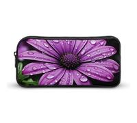 HETVBNS Purple Daisy Pencil Case Large Capacity, Durable Pencil Pouch Portable Small Cosmetic Bag with Metal Zipper, Simple Makeup Pouch Aesthetic Toiletry Bag for Travel Office