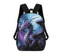 HETVBNS Purple Dragon Purple Moon Backpack for Women Men, Durable 600D Polyester Bookbag with Large Capacity, Lightweight 17 Inch Laptop Backpack Minimalism Casual Daypack for Work, Travel