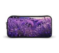 HETVBNS Purple Lavender Pencil Case Large Capacity Zipper Pouch, Durable Pencil Box Organizer, Portable Small Cosmetic Bag for Office, Travel