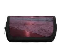 HETVBNS Purple Moon Pencil Case Extra Large, Double Layer Pencil Pouch with Zipper, Portable Cosmetic Bags for Travel, Office Stationery Organizer for Women Men
