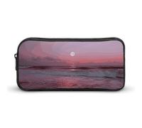 HETVBNS Purple Moon Pencil Case Large Capacity Zipper Pouch, Durable Pencil Box Organizer, Portable Small Cosmetic Bag for Office, Travel