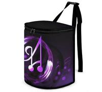 HETVBNS Purple Music Symbol Car Trash Can with Lid, Leakproof Hanging Automotive Trash Bin, Waterproof Garbage Storage Bag for Vehicles, RV, Bathroom, Office