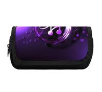 HETVBNS Purple Music Symbol Pencil Case Extra Large, Double Layer Pencil Pouch with Zipper, Portable Cosmetic Bags for Travel, Office Stationery Organizer for Women Men