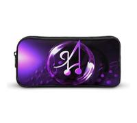 HETVBNS Purple Music Symbol Pencil Case Large Capacity Zipper Pouch, Durable Pencil Box Organizer, Portable Small Cosmetic Bag for Office, Travel