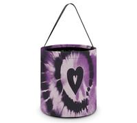 HETVBNS Purple Tie Dye Candy Bag Halloween Trick Or Treat Bucket 7.9x8.3in, Reusable Gift Bags for Party Holiday Wedding