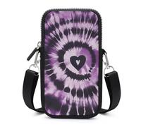 HETVBNS Purple Tie Dye Cell Phone Bag with Detachable Strap, Aesthetic Mini Sling Bag Small Crossbody Bag for Phone