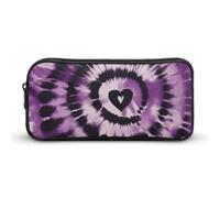HETVBNS Purple Tie Dye Pencil Case Large Capacity Zipper Pouch, Durable Pencil Box Organizer, Portable Small Cosmetic Bag for Office, Travel