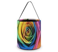HETVBNS Rainbow Rose Candy Bag Halloween Trick Or Treat Bucket 7.9x8.3in, Reusable Gift Bags for Party Holiday Wedding
