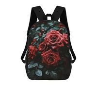 HETVBNS Red And Black Rose Backpack for Women Men, Durable 600D Polyester Bookbag with Large Capacity, Lightweight 17 Inch Laptop Backpack Minimalism Casual Daypack for Work, Travel