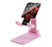 HETVBNS Red and Black Rose Phone Stand for Desk - Adjustable & Foldable Tablet Stand Portable Cell Phone Stand Holder Compatible with 4-13" Smartphones, Tablets