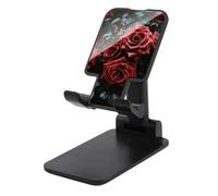 HETVBNS Red and Black Rose Phone Stand for Desk - Adjustable & Foldable Tablet Stand Portable Cell Phone Stand Holder Compatible with 4-13" Smartphones, Tablets