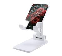HETVBNS Red and Black Rose Phone Stand for Desk - Adjustable & Foldable Tablet Stand Portable Cell Phone Stand Holder Compatible with 4-13" Smartphones, Tablets