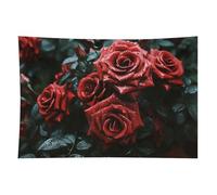 HETVBNS Red And Black Rose Tapestry Wall Hanging - 40"x60" Aesthetic Tapestries Soft Polyester Wall Art Decor Large Tapestry for Bedroom Living Room Dorm Backdrop, Hanging Kit Included