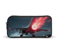 HETVBNS Red Flame Fighter Pencil Case Large Capacity, Durable Pencil Pouch Portable Small Cosmetic Bag with Metal Zipper, Simple Makeup Pouch Aesthetic Toiletry Bag for Travel Office